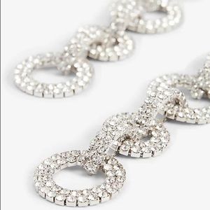 Express Rhinestone Linked Circle Chain Earrings